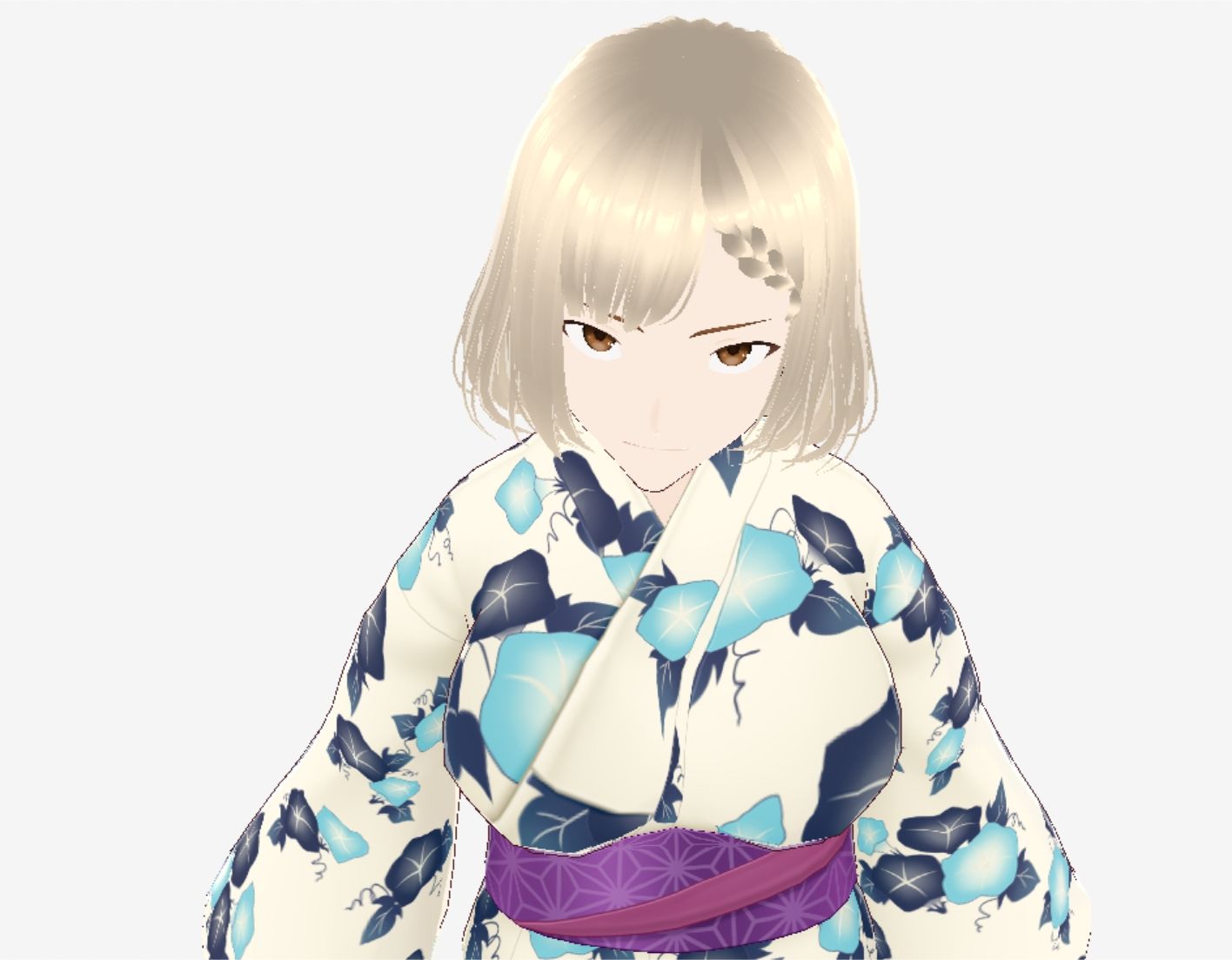 金髪の浴衣の和風美女(セリフなし 3DCGモデル イラスト集) 画像1