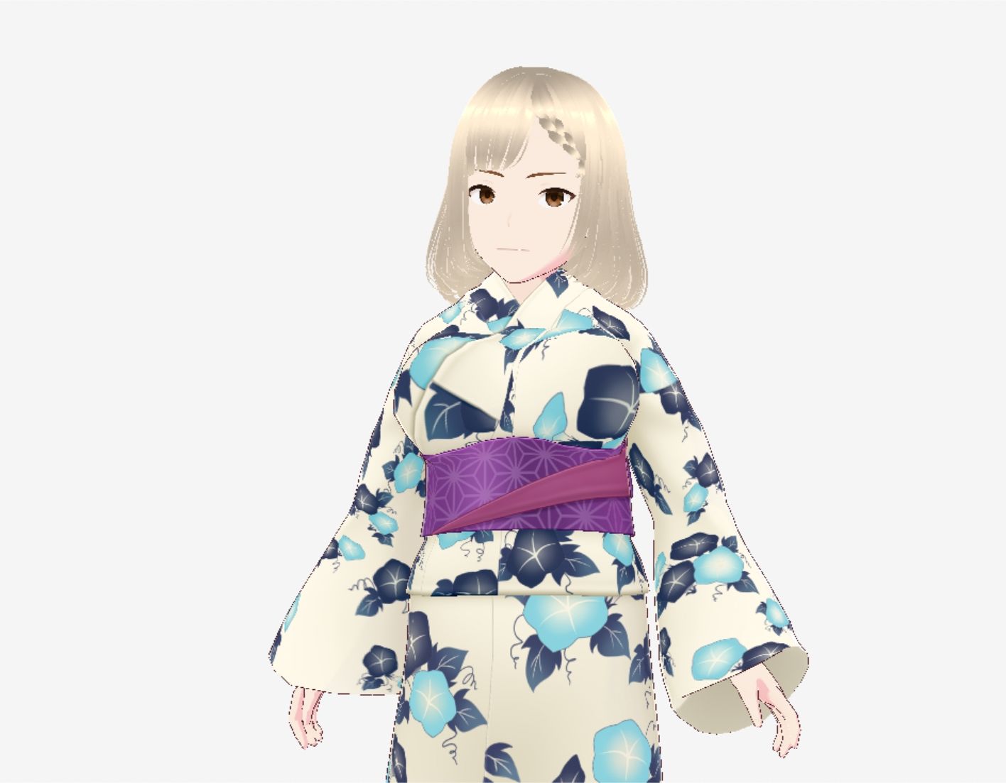 金髪の浴衣の和風美女(セリフなし 3DCGモデル イラスト集) 画像4