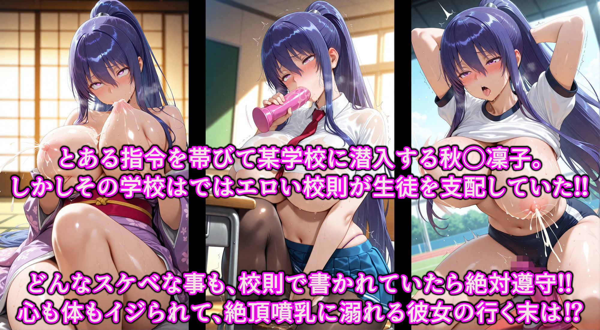 極秘潜入！！いいなり女学院！！スケベ校則に絶対服従エロコス教育！！射乳家畜洗脳で精子中毒オナホ対魔忍 サンプル1