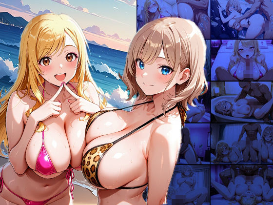 金髪ギャルと艶髪ギャルが海辺で発情誘惑【4K】【500枚】 画像1