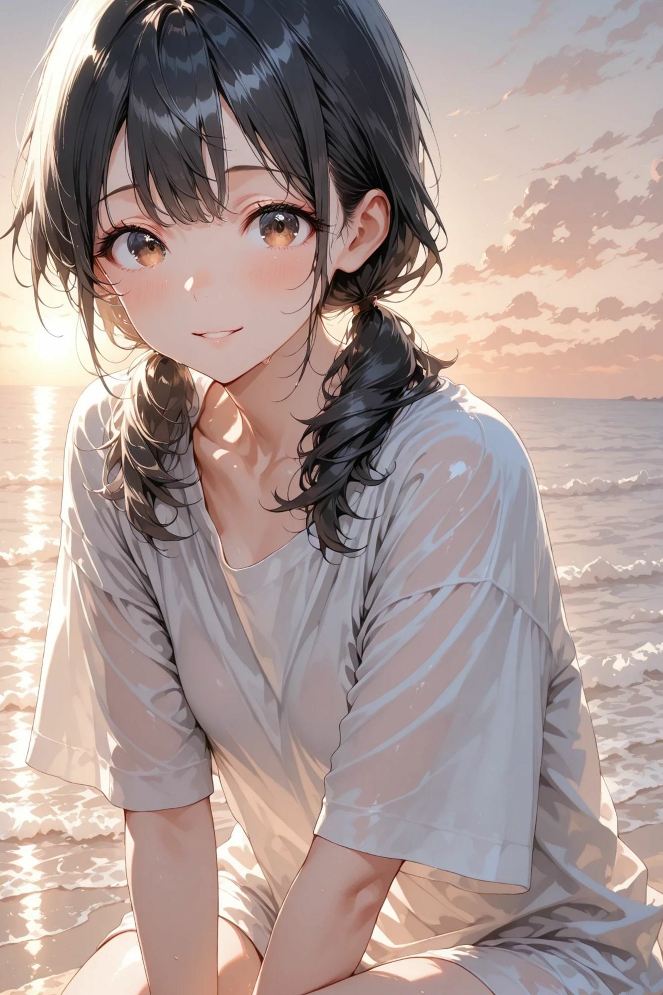 陽菜 collection - Sandy beach -【海辺ヌードイラスト集】 サンプル画像 4