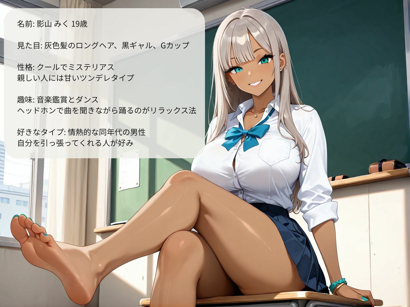 巨乳黒ギャルに誘惑されて教室で禁断の制服セックス 画像4