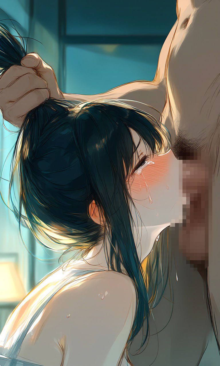 ポニーテールを掴まれてイラマチオ その2 画像4