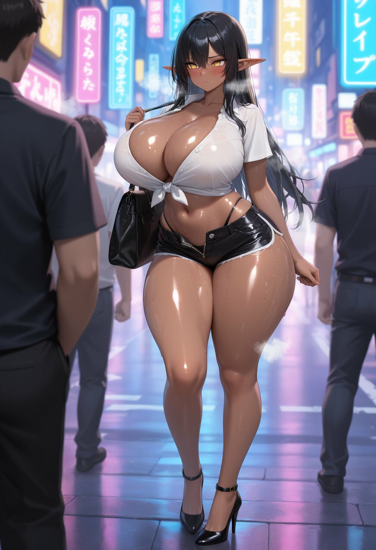 褐色巨乳のダークエルフ、ナンパされラブホに連れ込まれる 画像2