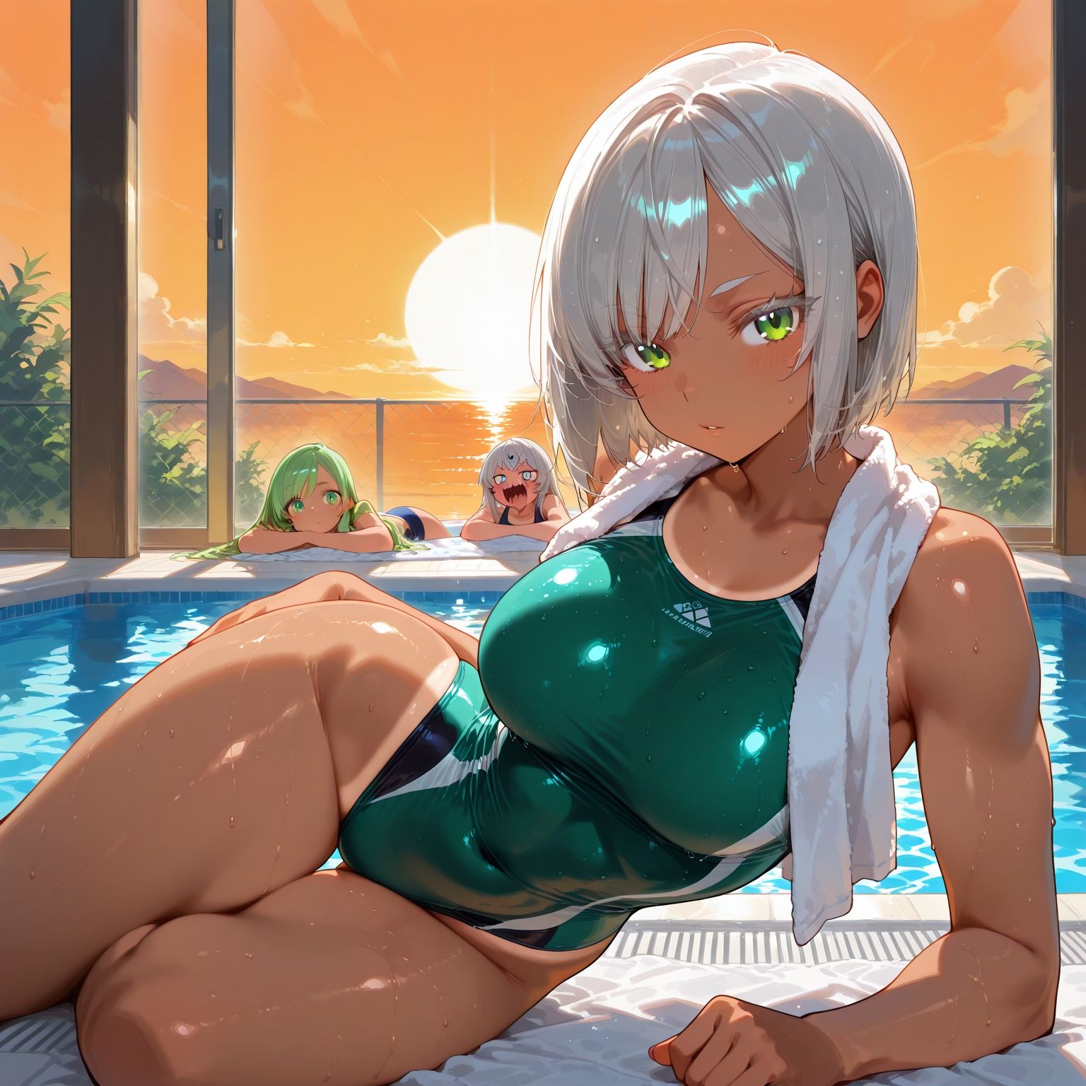 性春学園〜No.4銀髪スク水〜夜プールで種付け調教