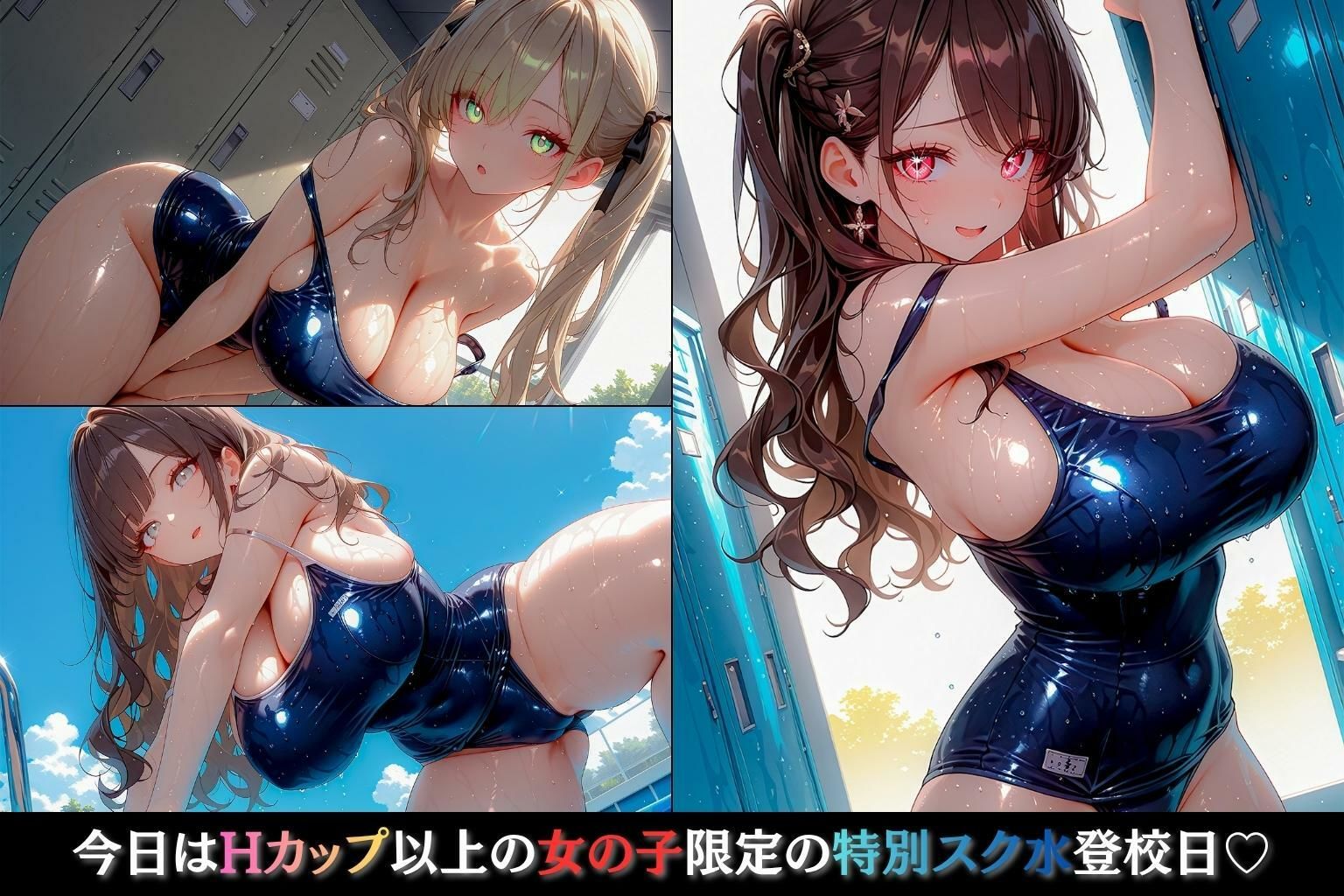 爆乳スク水パラダイス！！〜今日はデカパイ限定性処理特別登校日♪〜 画像1