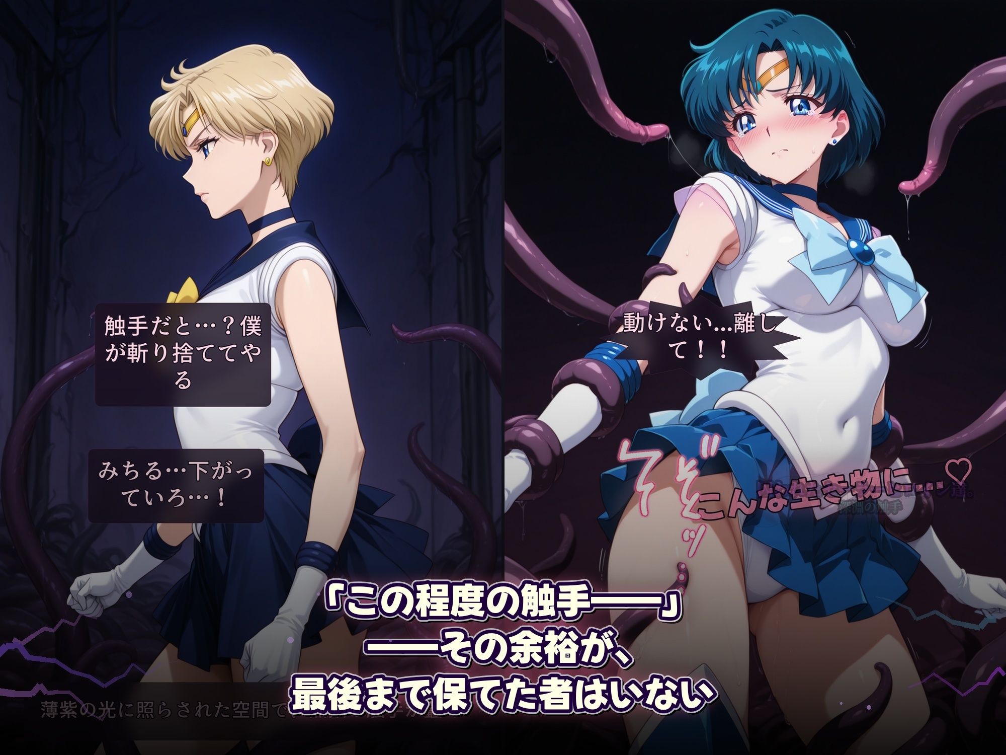 囚われたセーラーヒロイン達。深淵の触手 変身しても、触手には勝てなかった――」 画像2