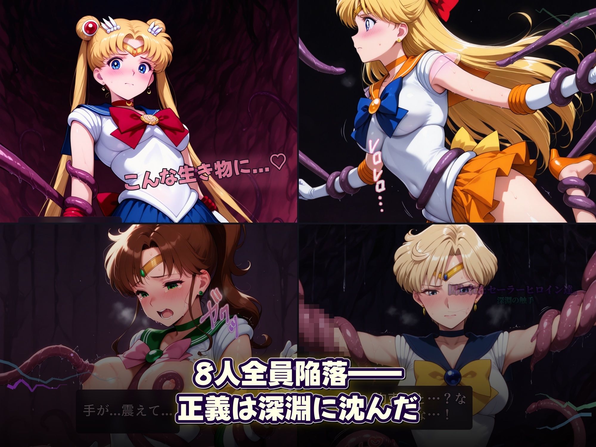 囚われたセーラーヒロイン達。深淵の触手 変身しても、触手には勝てなかった――」 画像4