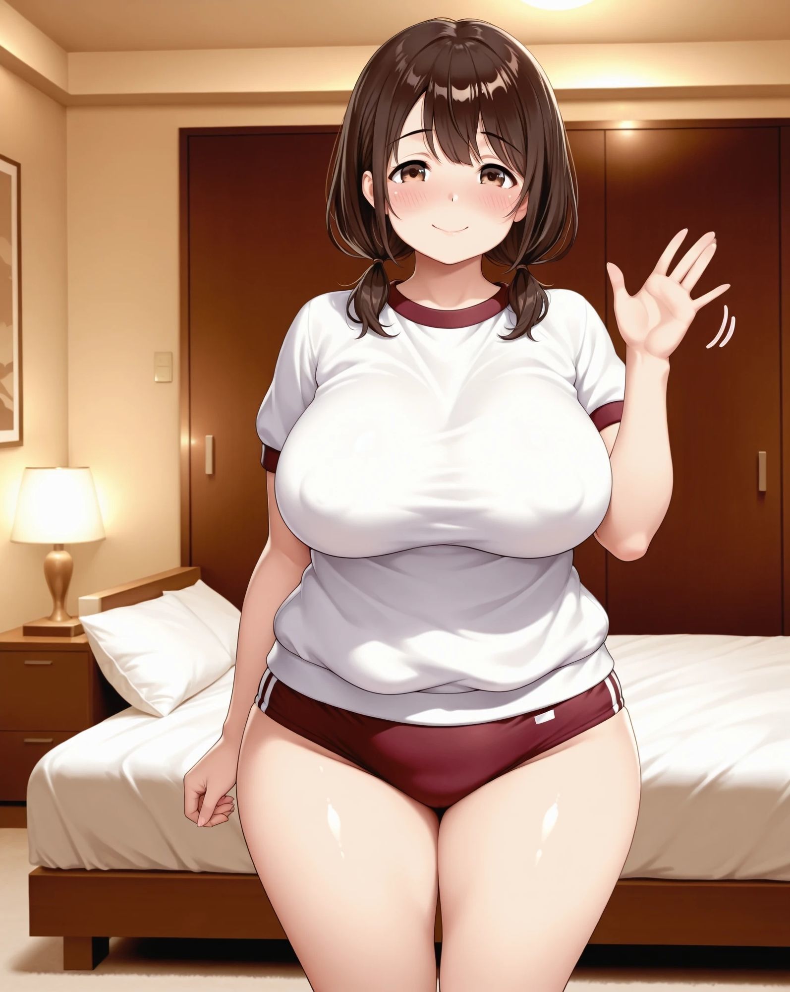 色白爆乳なブルマ美少女 画像1