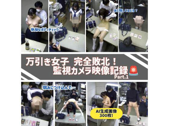 万引き女子 完全敗北！ 監視カメラ風リアルAI画像300枚