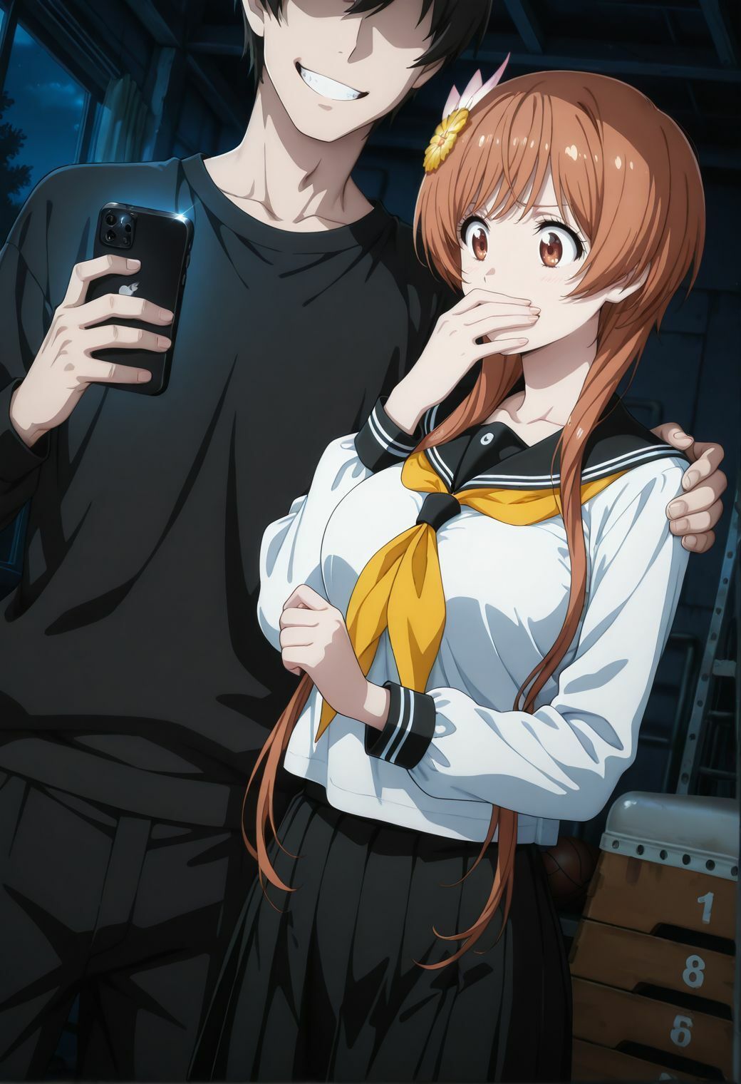 配信バレ動画で脅されたお嬢様、放課後の体育館倉庫で生撮りセックス配信 画像1