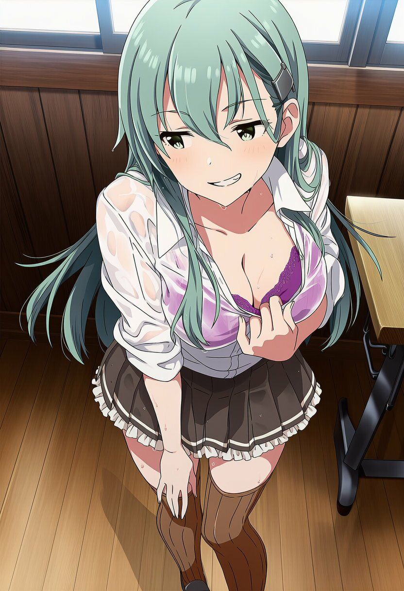 盗撮&濡れ透けフェチ特化 2020年代アニメ作画特集 艦隊少女たちの濡れ透け教室生着替え その1 -500枚を撮影- 画像1