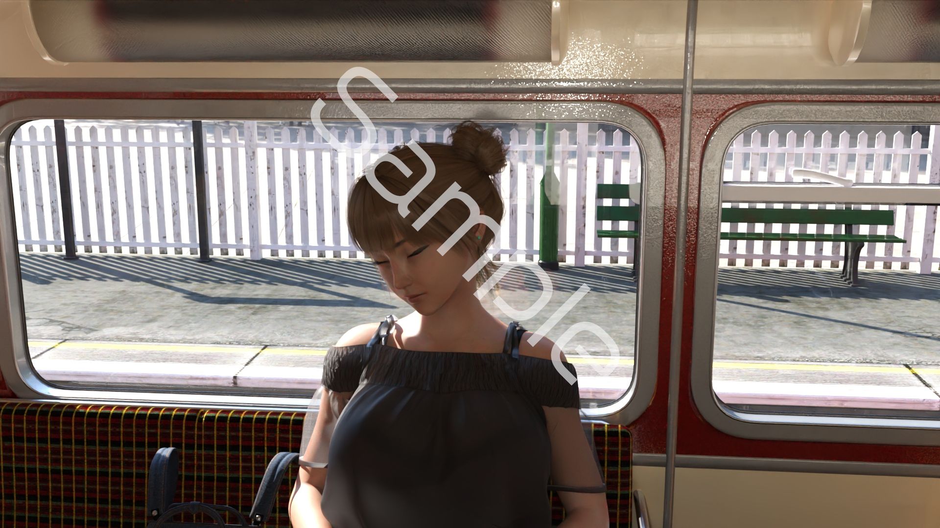 一ノ瀬廻里・私服登校日の通学途中のバス内でスカート内盗撮の被害に遭う:居眠り版PV06NP（のーぱん★パンティ履いてない） 画像3