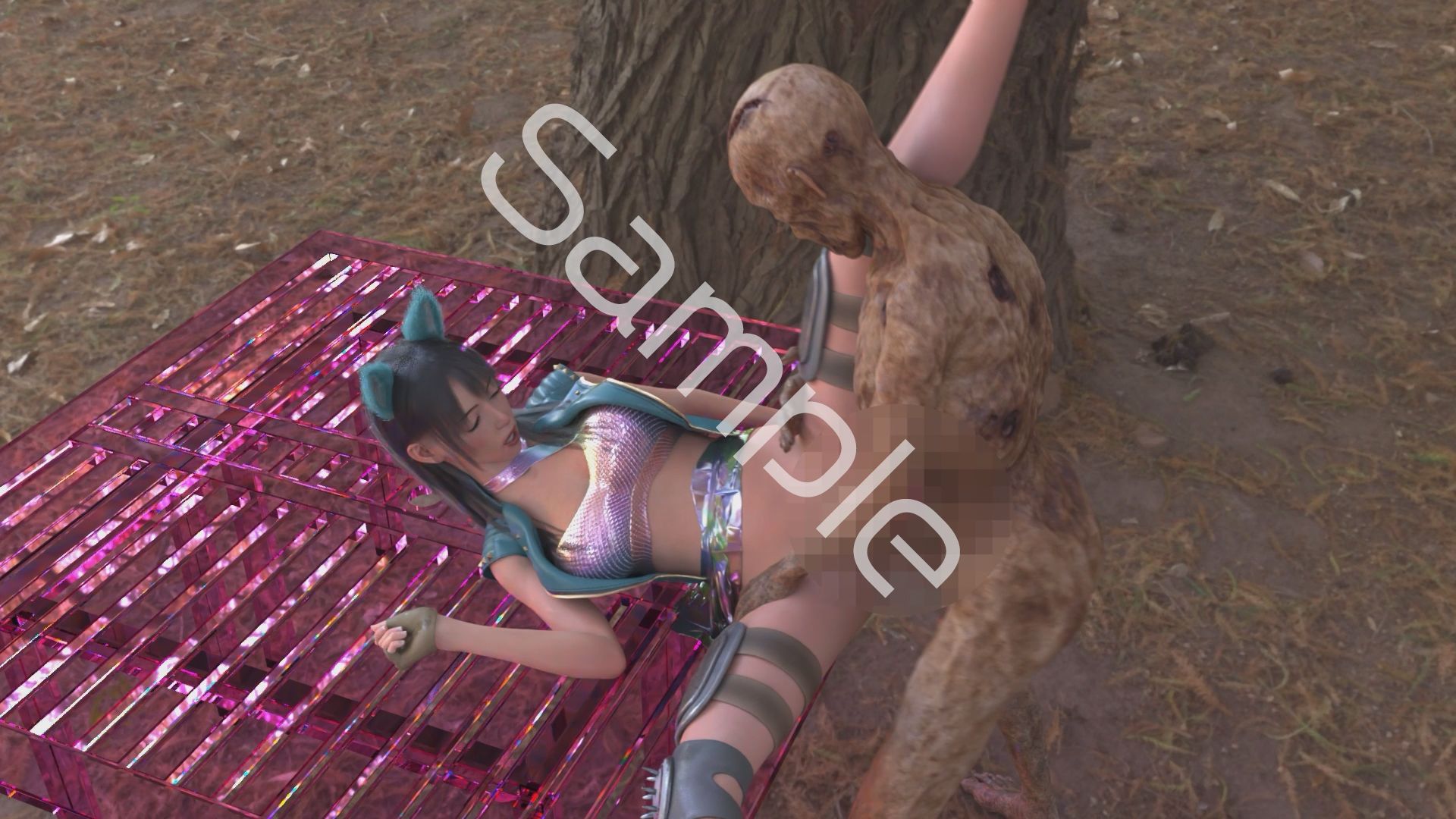 【△100】沙耶が主人公のMMORPG『編隊コレクション:Re』ゲーム動画(Vol.08:ゾンビの集団によるレ○プ被害に遭ってしまう:大開脚) 画像4