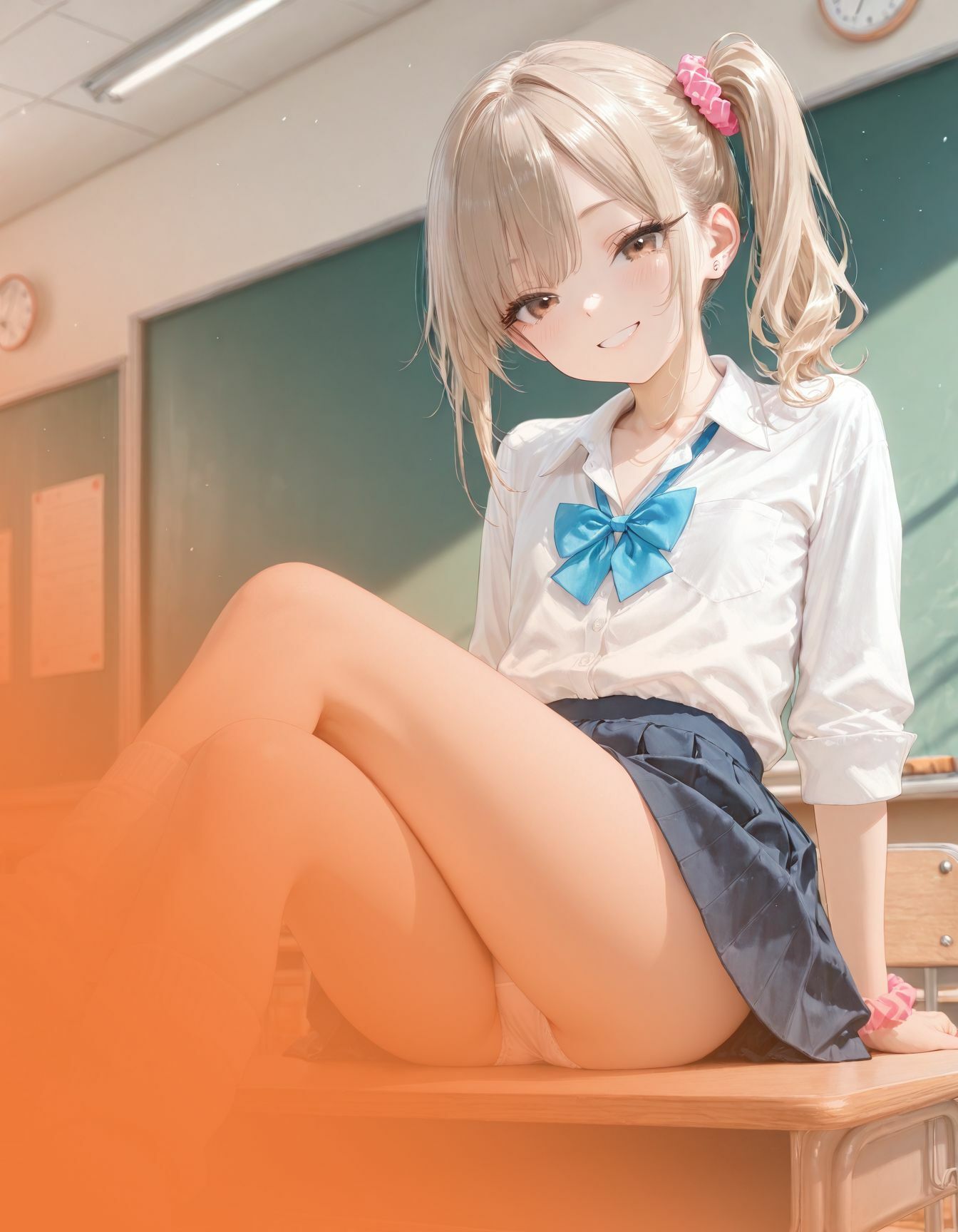 つるぺたちっぱい白ギャル女子校生 サンプル画像 2