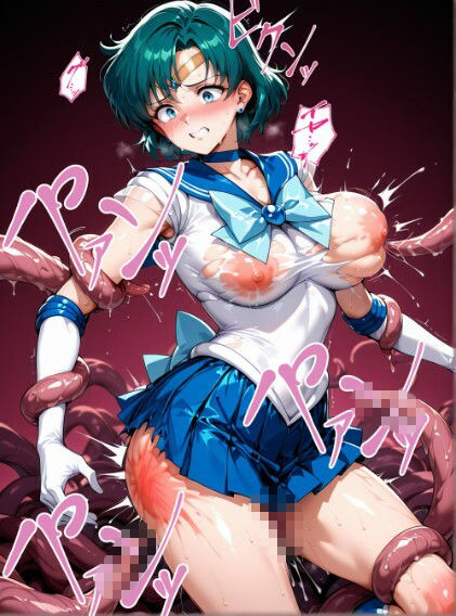 セーラー〇ーキュリー苗床無惨、触手に〇され孕まされた〇美 画像3