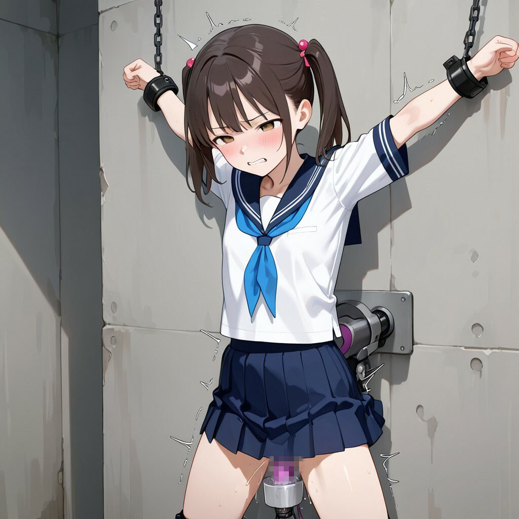 貧乳ツインテセーラー服拘束機械責めコレクション サンプル画像 2