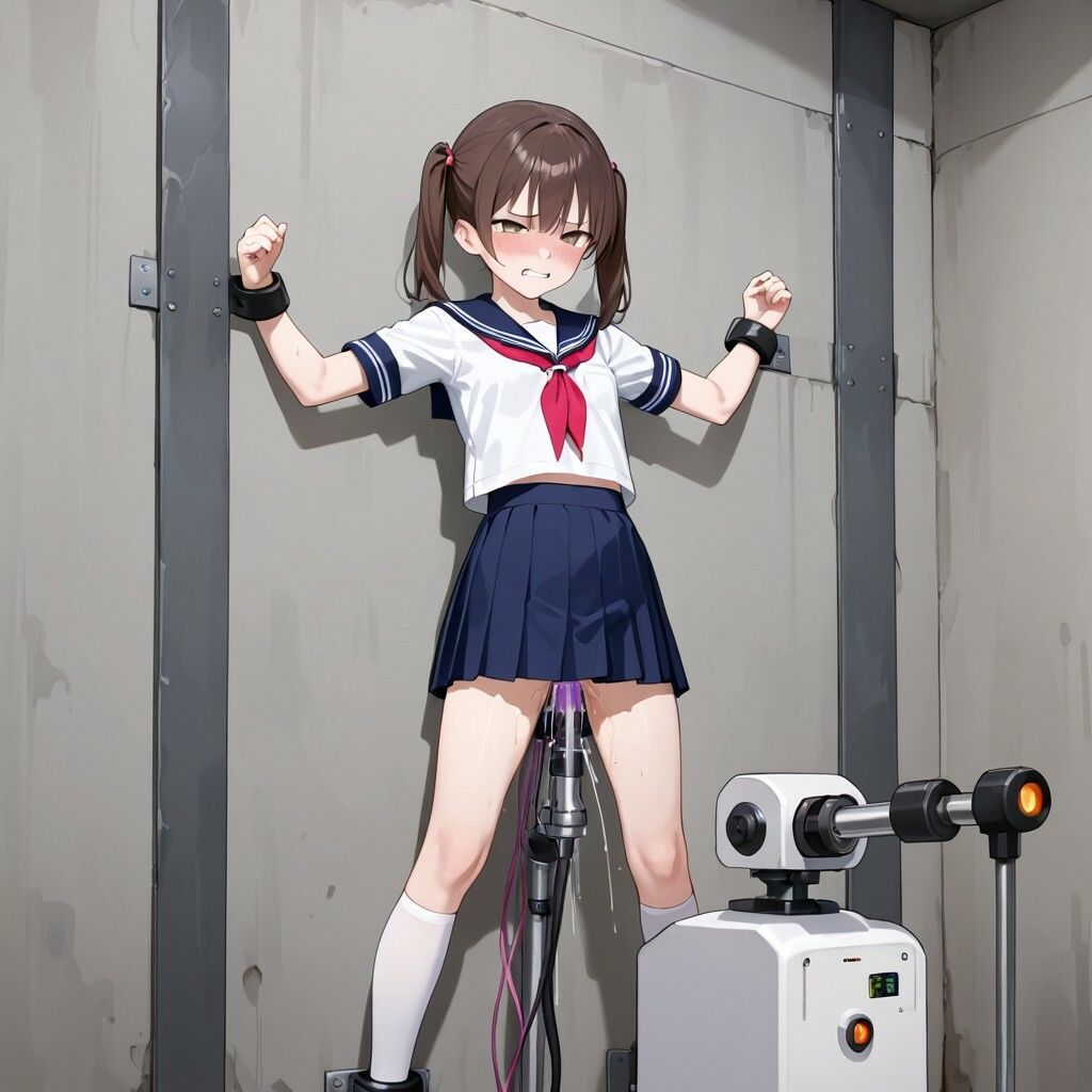 貧乳ツインテセーラー服拘束機械責めコレクション サンプル画像 10