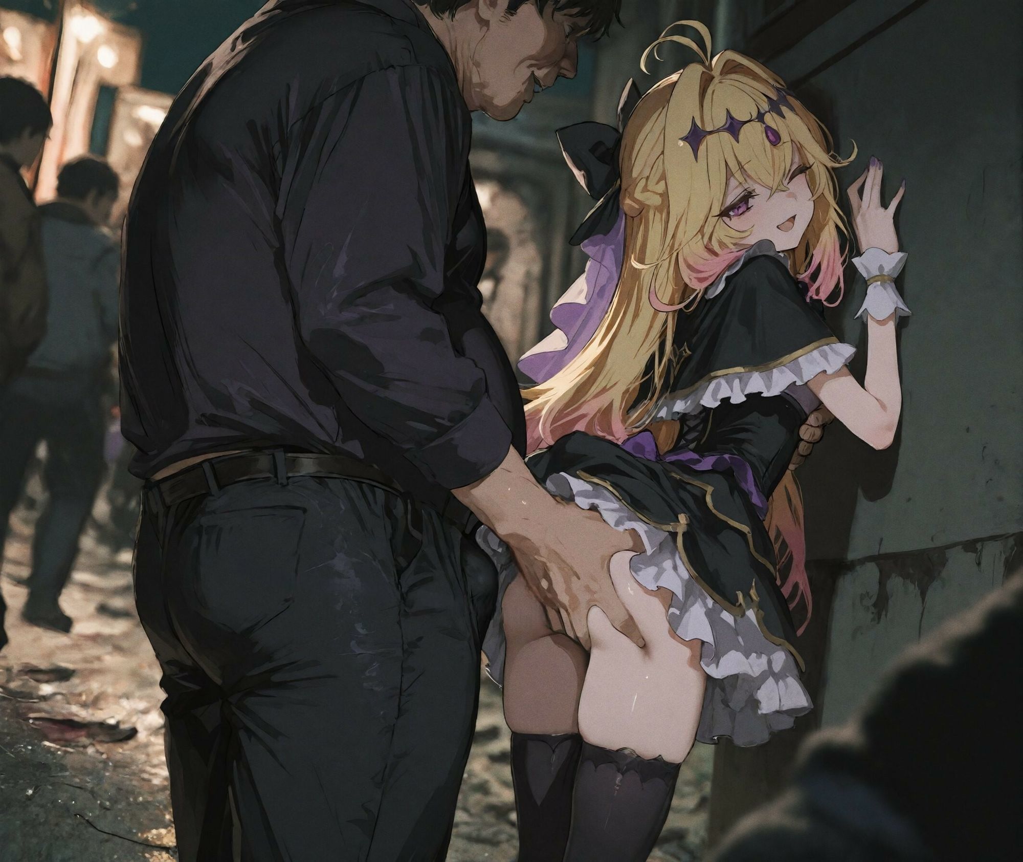 【489枚＋9動画】裏路地で自ら股を開き、汚いおじさん達に搾り取られるエナジー！るるかの娼婦に堕ちる夜 画像2