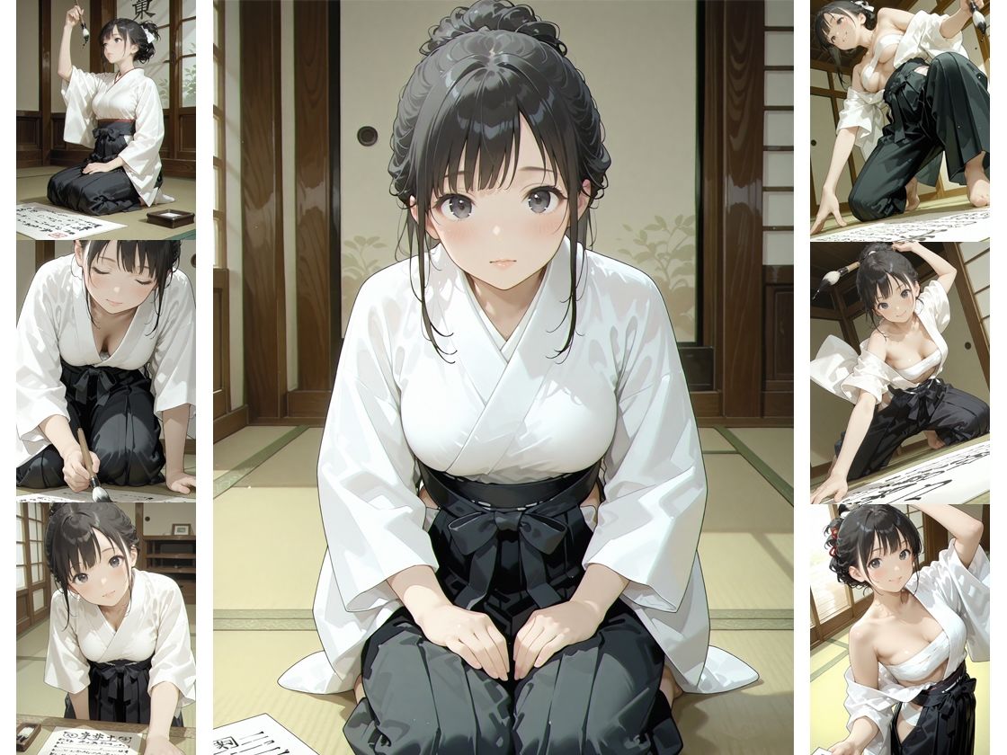 あの子は書道部 〜あの子は叡智イラスト集 部活編 1〜【113枚/黒のり修正】袴姿の書道部女子が魅せる、凛とした「静」と淫らな「動」 画像1