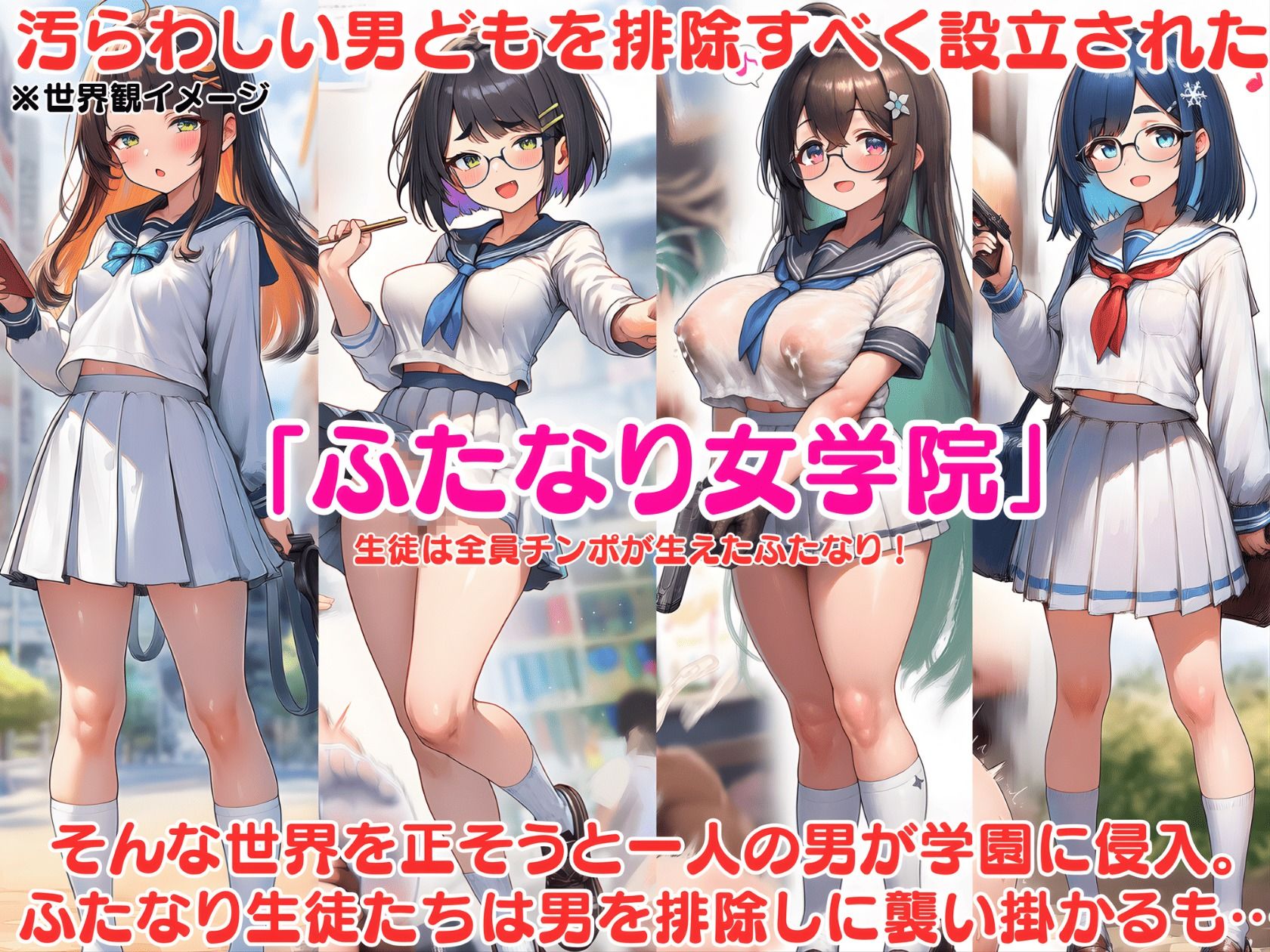 ふたなり即堕ち学園 〜生意気ふたなりJK達をオスチンポでわからせろ〜 画像1