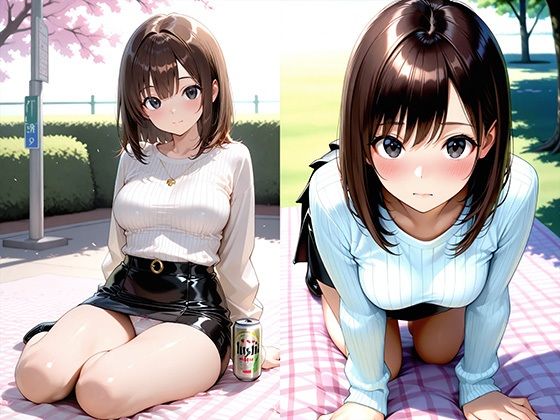 【エロ漫画】先輩と花見で二人きりになって止まらなくなった話2