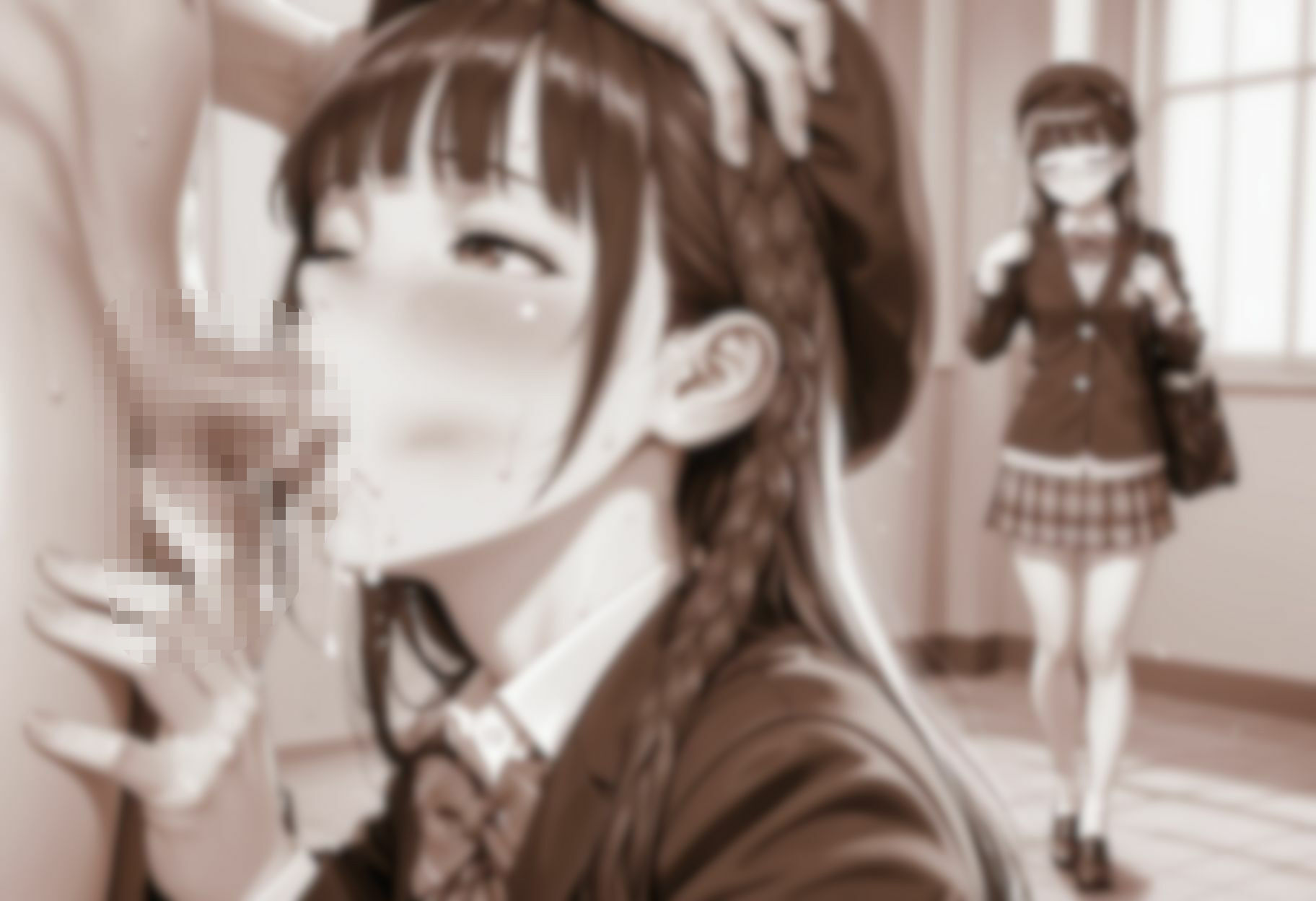 ベレー帽を被った女子〇生 2の超アップ（近い）パンツとくぱぁとフェラ。 サンプル画像 11