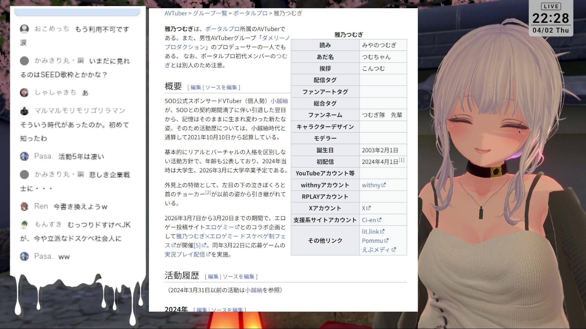 【雑談】雅乃つむぎも2周年なりました？？ 画像1