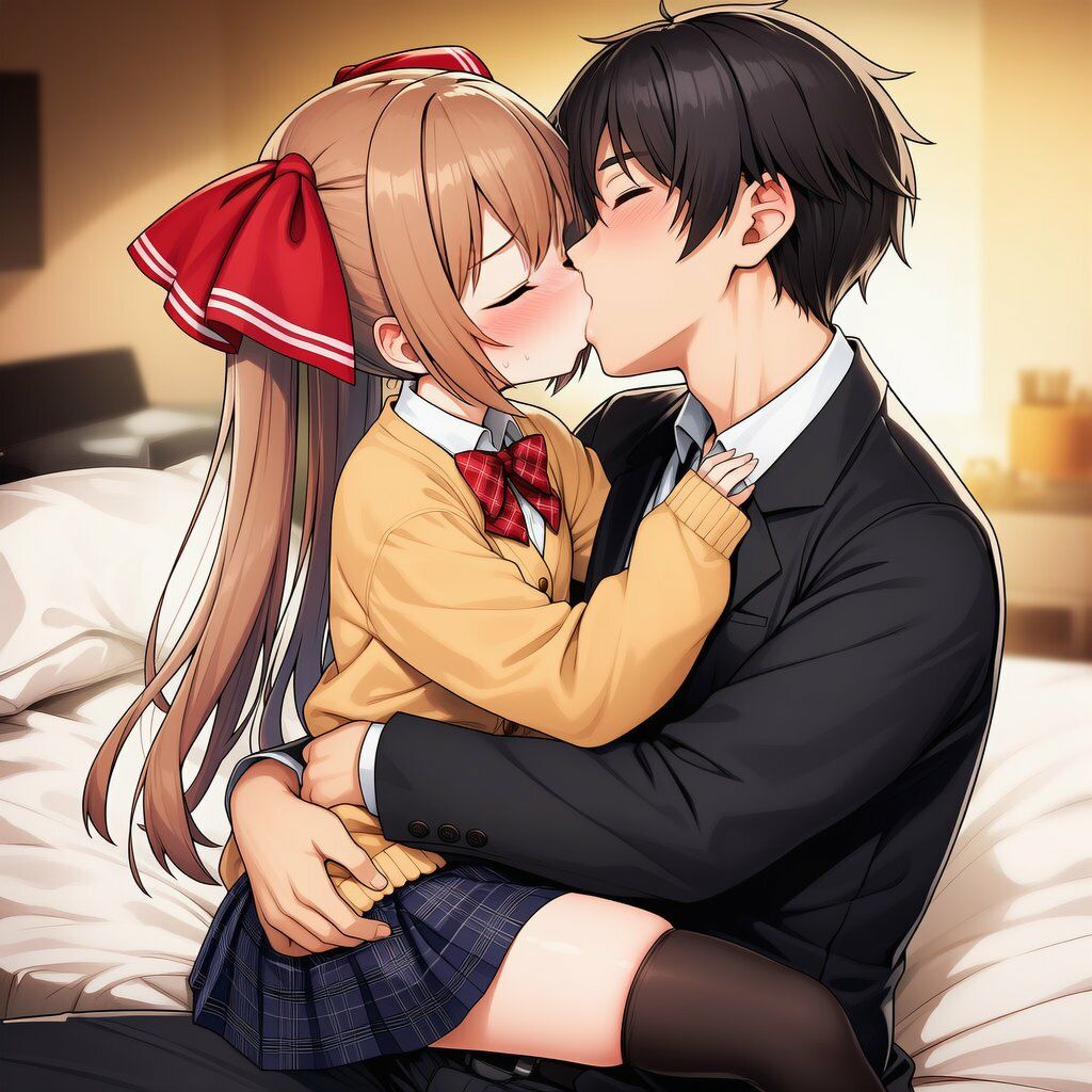 ツインテかわいい子と甘々いちゃラブ！制服・旧スク水・全裸で溶け合うCG集 画像1