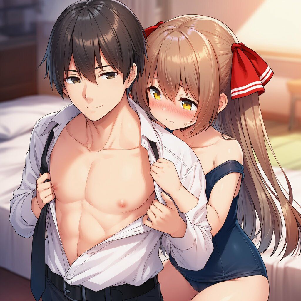 ツインテかわいい子と甘々いちゃラブ！制服・旧スク水・全裸で溶け合うCG集 画像7