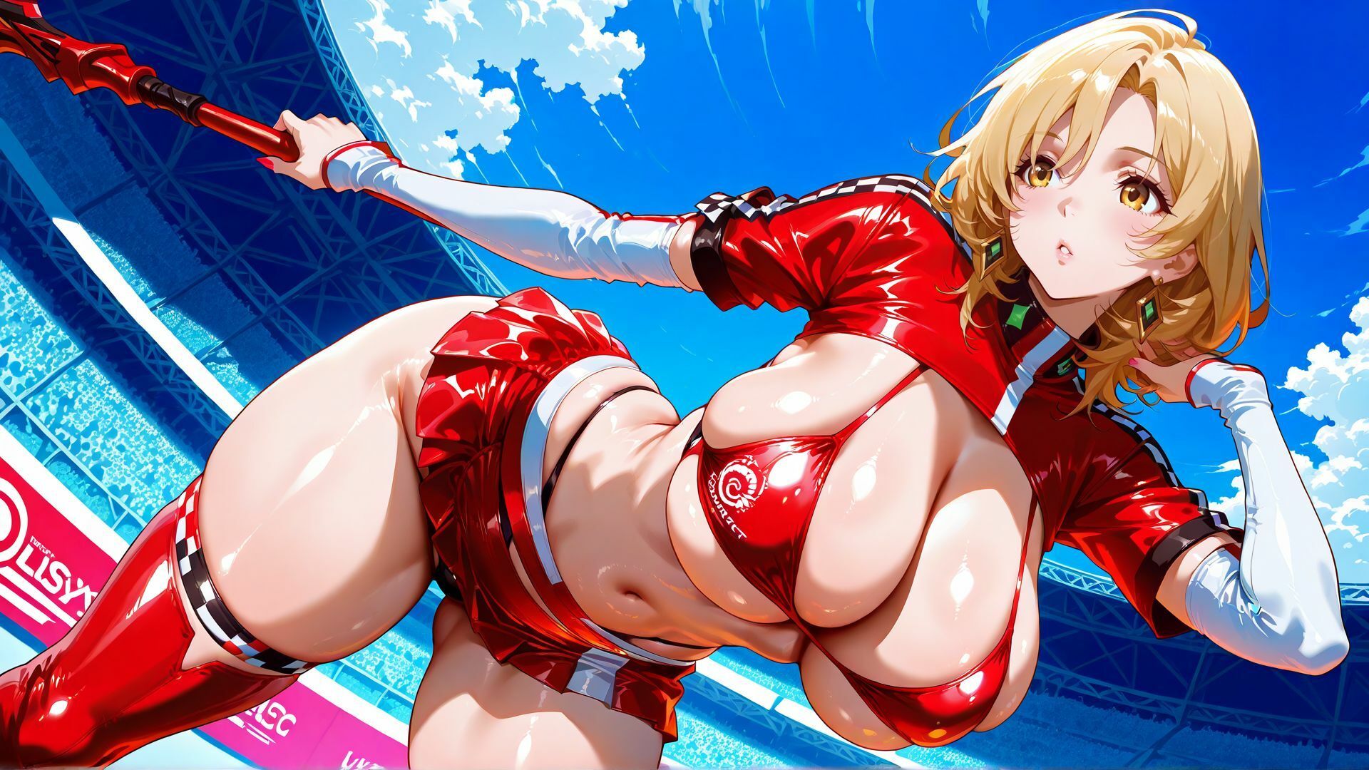 【4K】爆乳レースクイーン3人をいいなり性教育 画像1