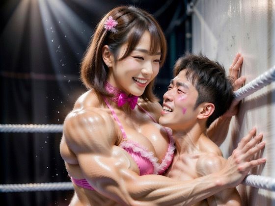 笑顔のまま男を圧倒する最強女子レスラー 画像1