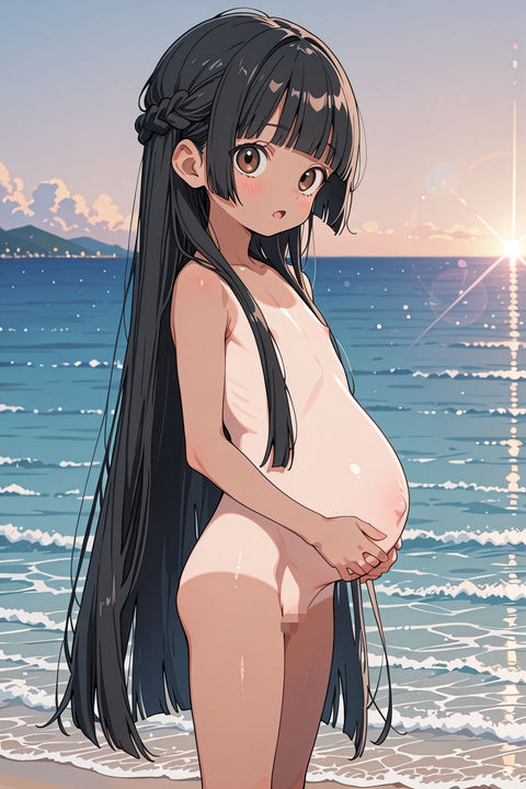 海でHなことするボテ腹日焼け貧乳娘さん【CG200枚超】 サンプル画像 2