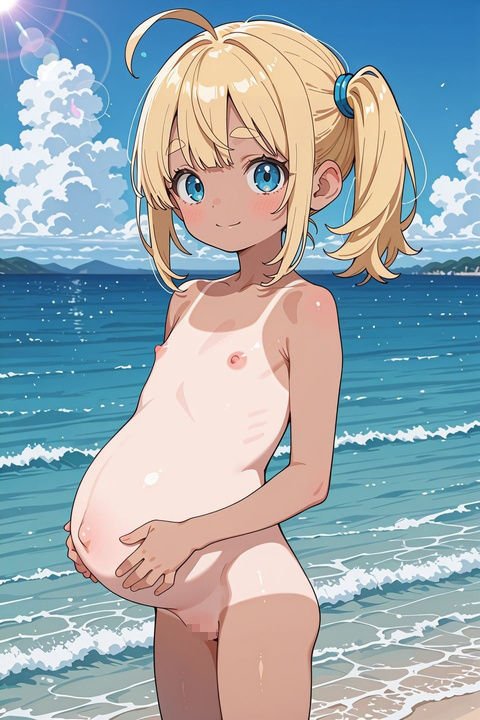海でHなことするボテ腹日焼け貧乳娘さん【CG200枚超】 サンプル画像 3