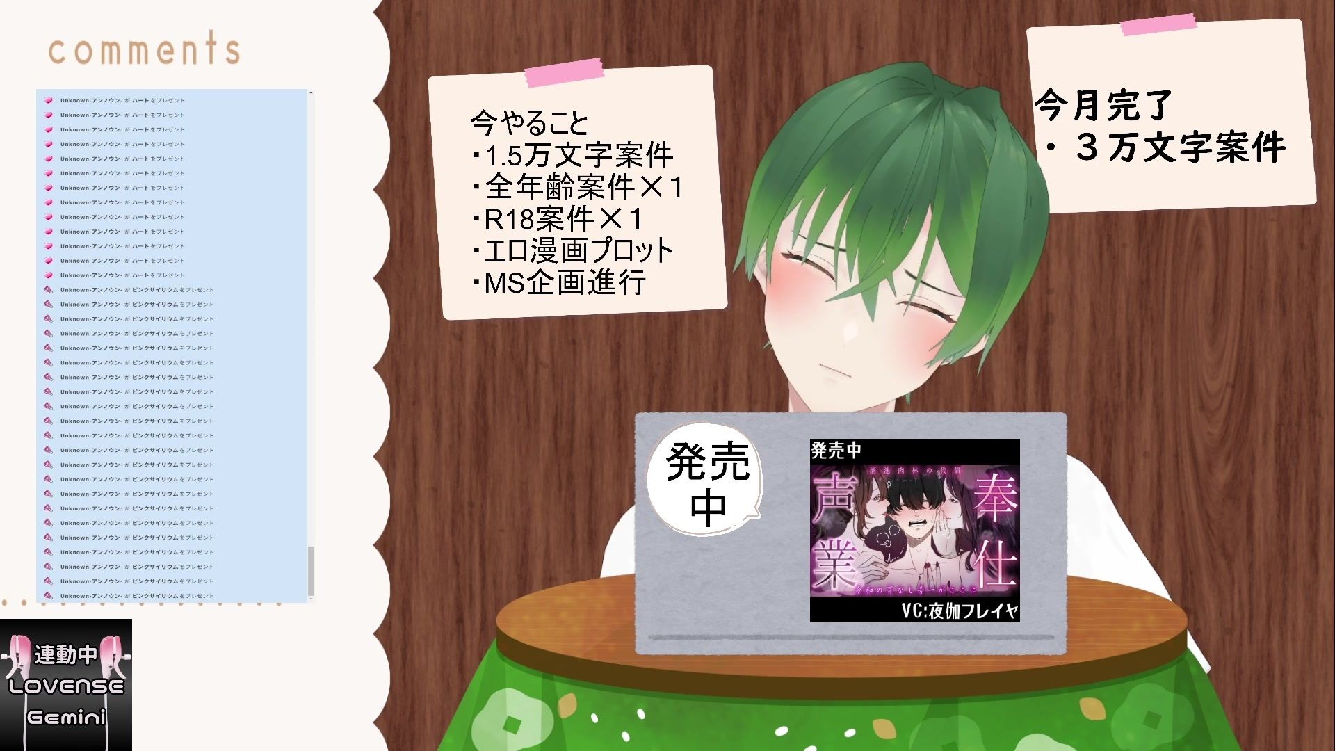 おはようございます（作業配信）（だったはずが開幕から振動）  もんすき サンプル8