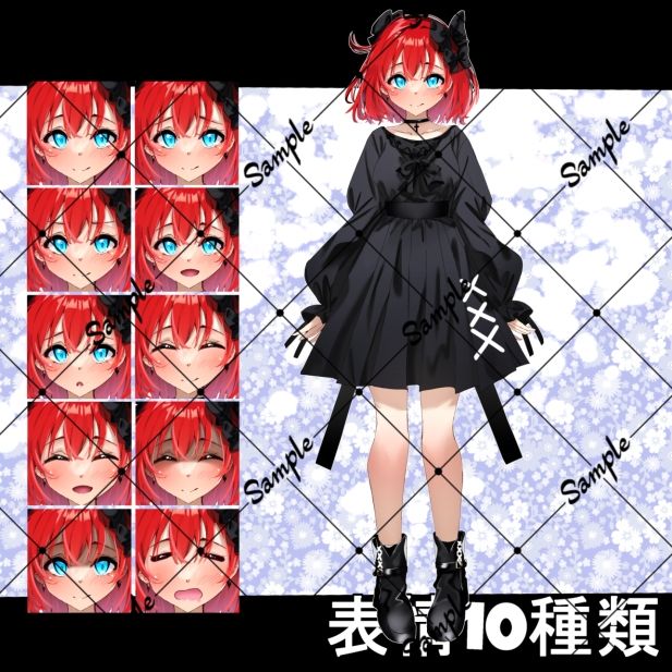 立ち絵素材  赤髪の女の子 画像2