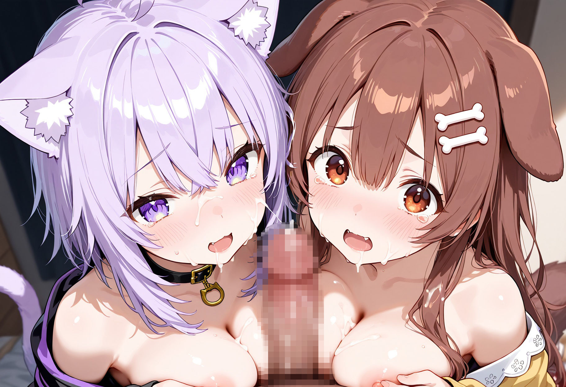 猫又おかゆ、戌神ころねを調教エッチ【CG集＋動画】 サンプル1