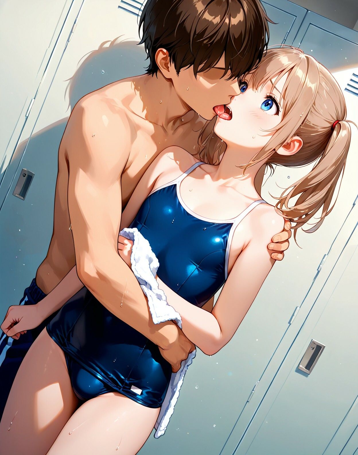 ちっぱい金髪ギャル、スク水無理矢理性補習 サンプル画像 3