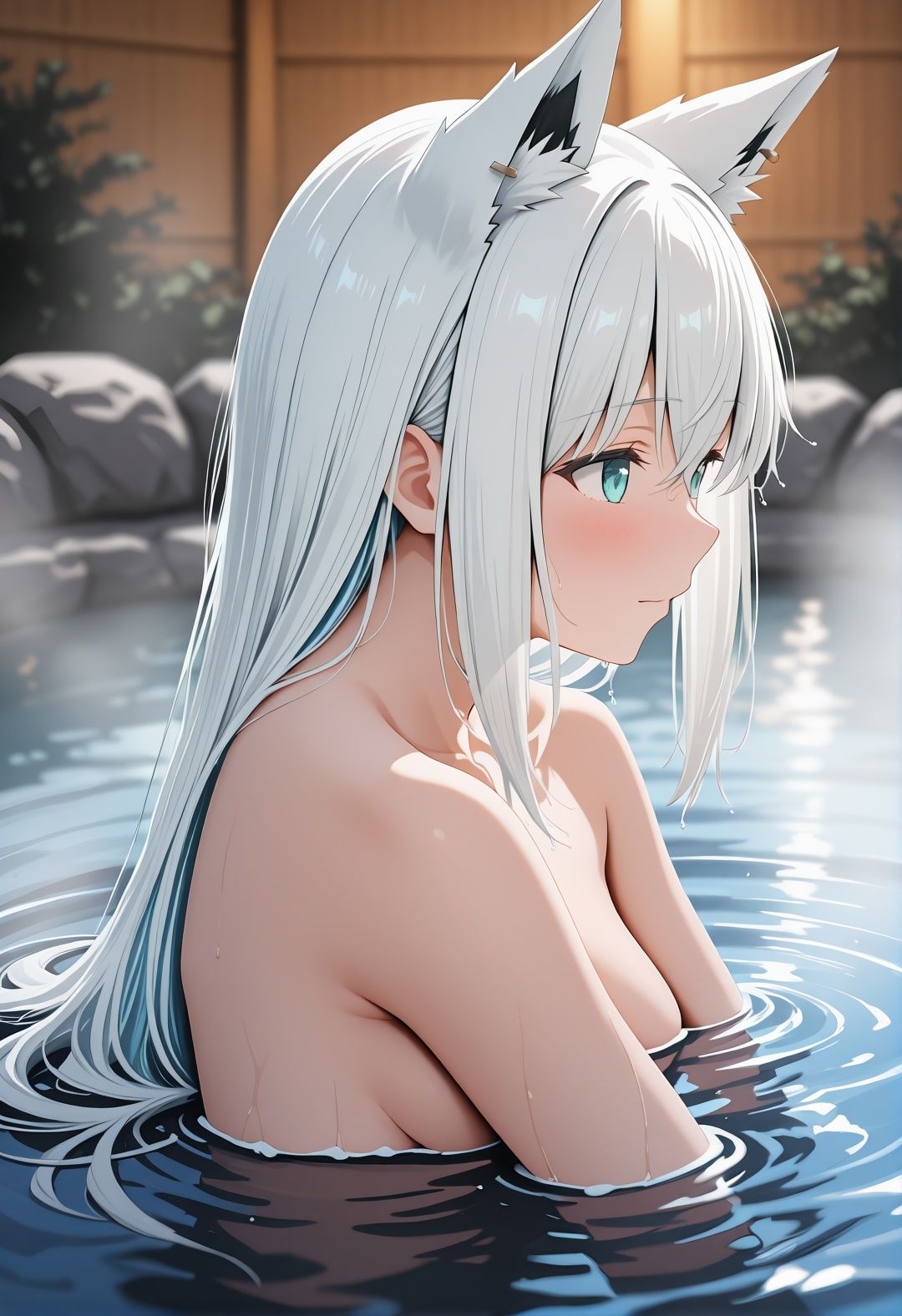 【エロ漫画】ホロ〇イブ白〇フ〇キ似 温泉宿入浴中にオヤジに調教される獣耳少女のNTR物語7