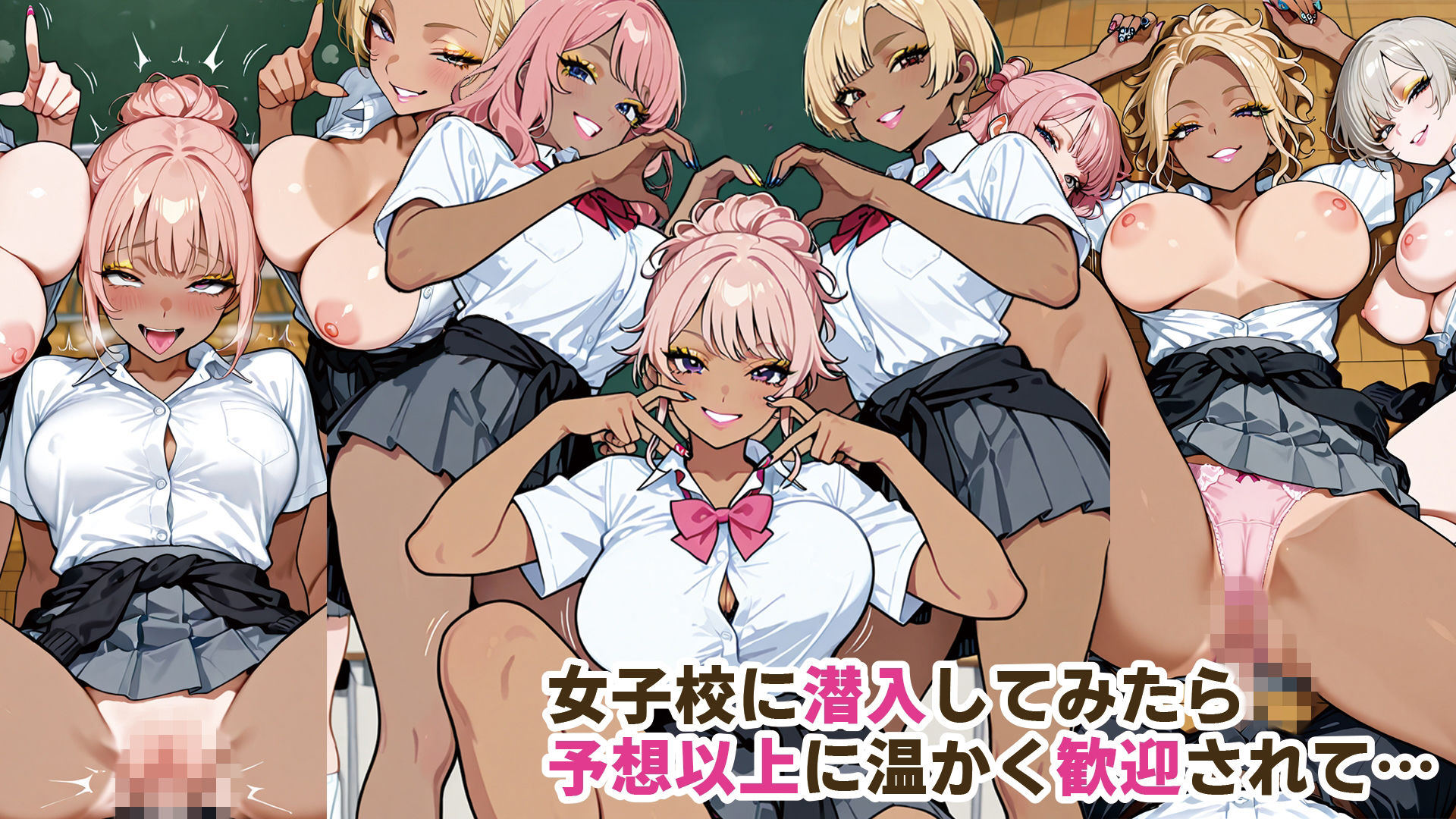 黒ギャルビッチ女学園へようこそ♪ハーレム乱交教育 サンプル4