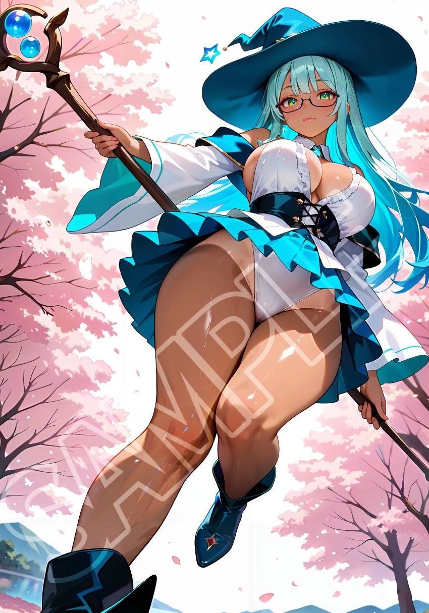 褐色水魔女と桜デート サンプル3