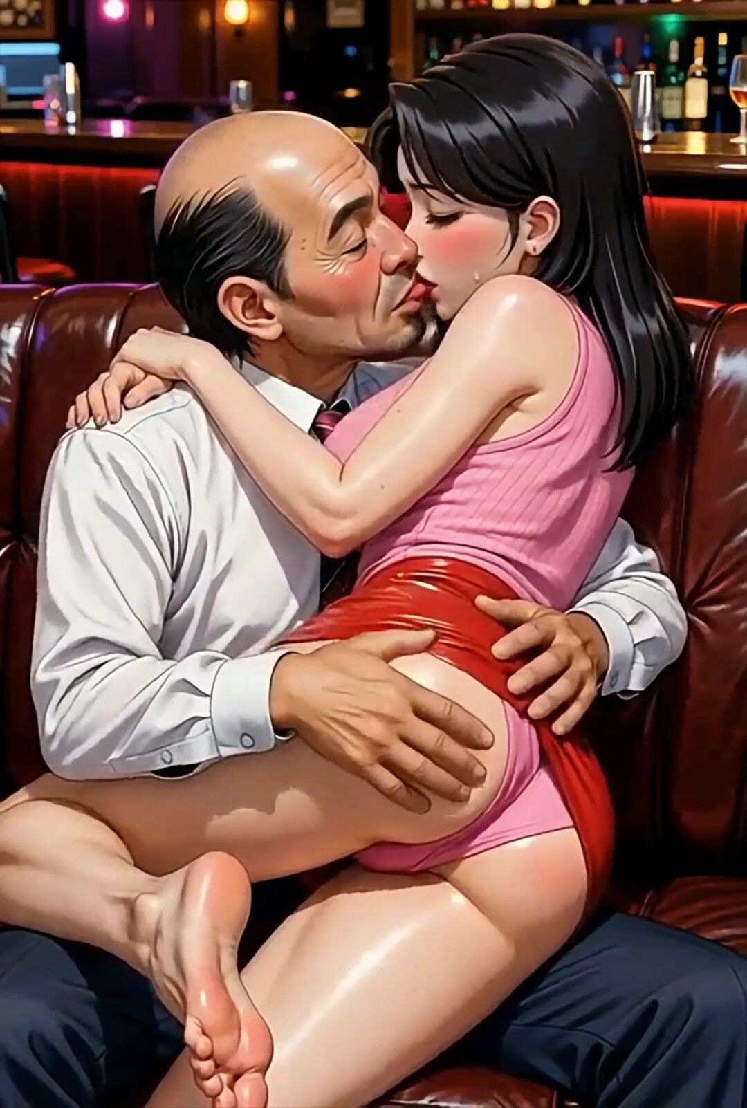 美女とおっさんのディープキス  瞳と川藤  bar編 画像3