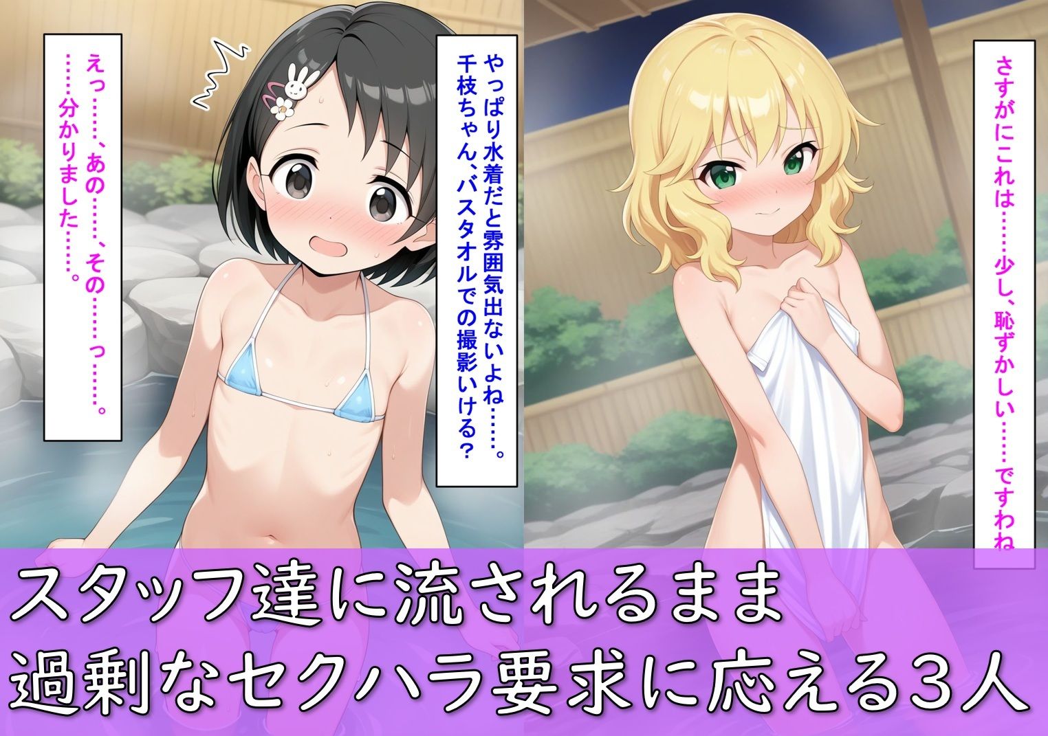U149アイドル橘あ〇す＆佐〇木千枝＆櫻〇桃華が温泉ロケで寝取られた話3