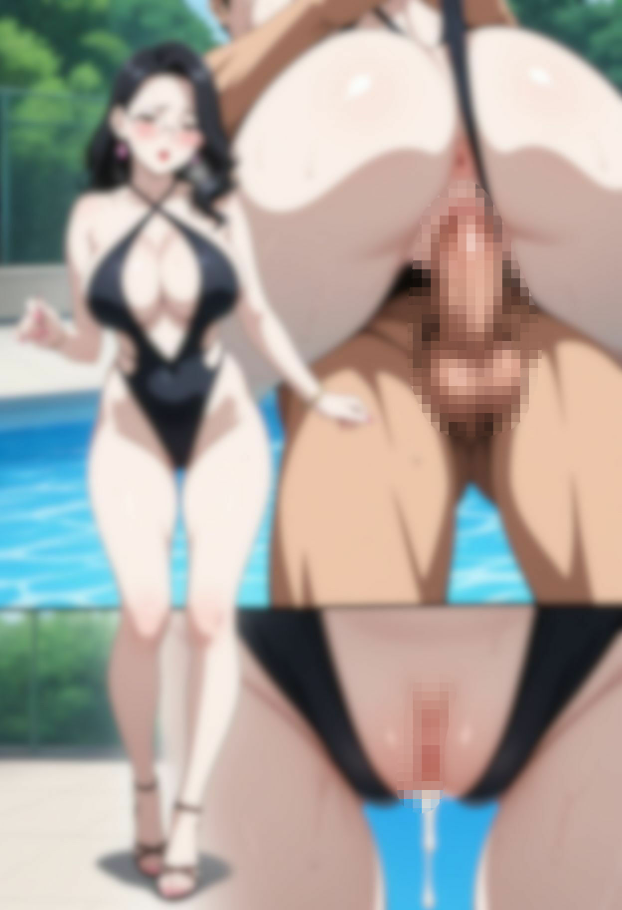 色白女教師のハイレグ水着でエッチな水泳の授業。超アップ（近い）の水着とマンチラ付き。 サンプル10
