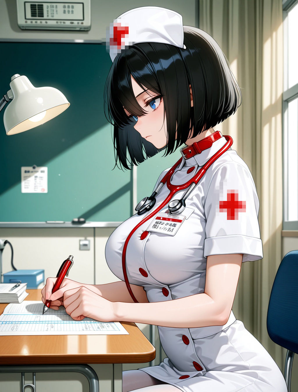 入院中、真面目なド変態巨乳ナースと中出しエッチしまくった 画像1