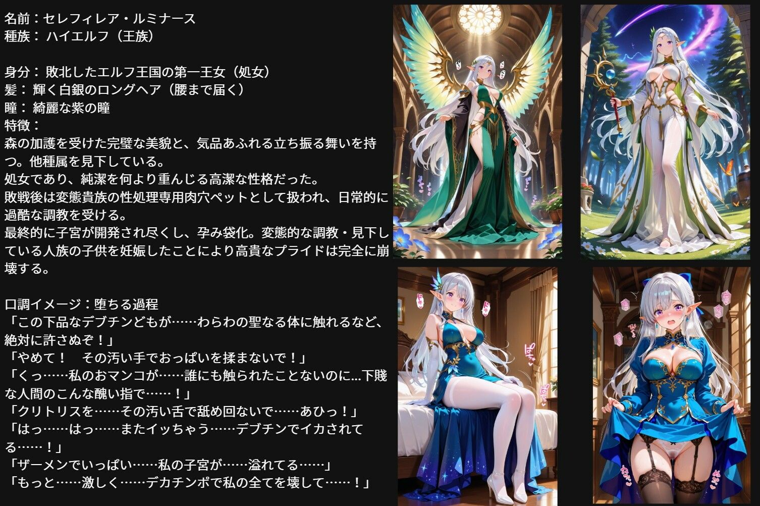 敗国の処女エルフ王女、敗北の代償に変態貴族の性処理専用肉穴ペットに堕ち孕み袋化・連続中出し調教・妊娠 サンプル2