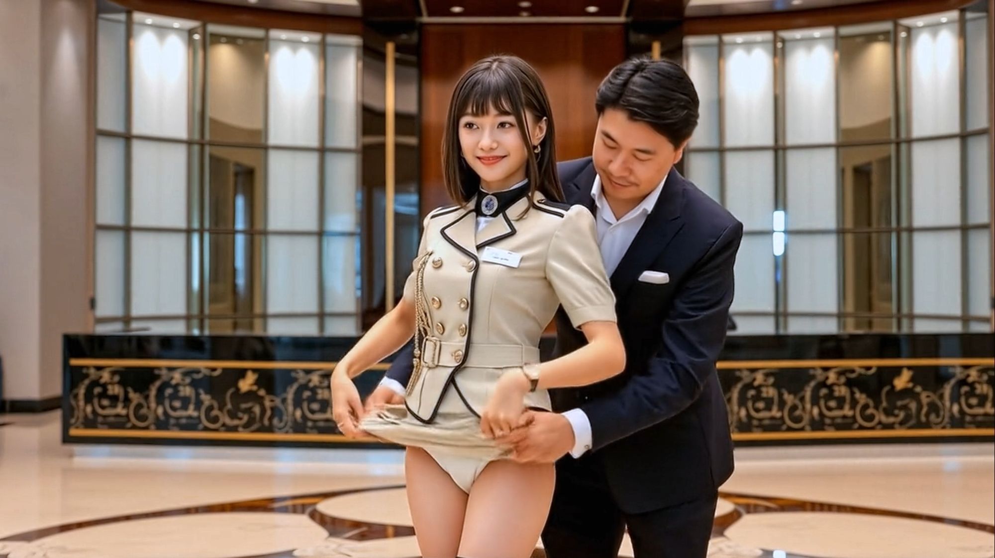 妄想19 高級ホテルのホテルウーマンはおっぱいでお出迎え AI生成動画 画像1