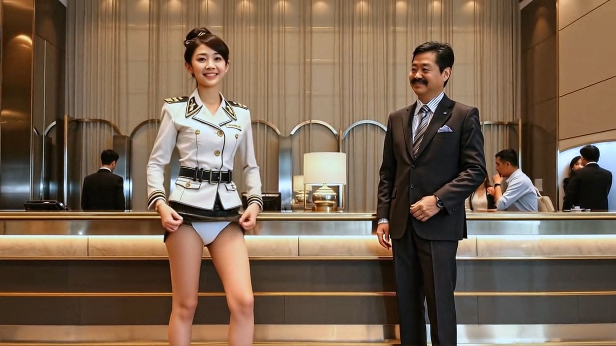 妄想19 高級ホテルのホテルウーマンはおっぱいでお出迎え AI生成動画 画像5