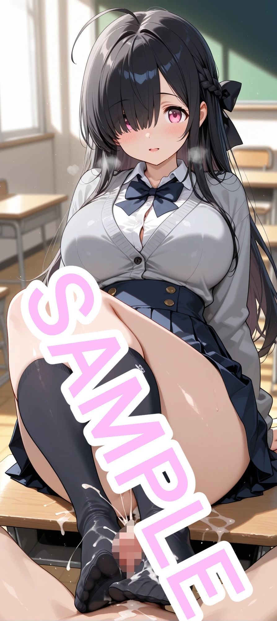 憧れの生徒会長と教室で濃厚えっち_0