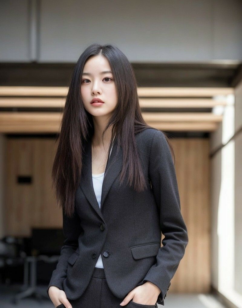 クール秘書シリーズ1  冷たい視線で見下す美人秘書  黒スーツ×無表情で立つ姿が刺さる205枚【AIグラビア写真集】 画像9